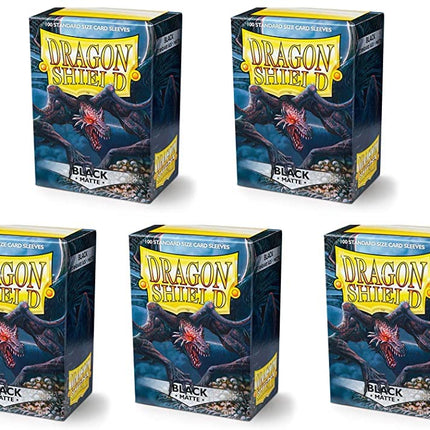 5 Packs Dragon Shield Matte Black Standard Size 10