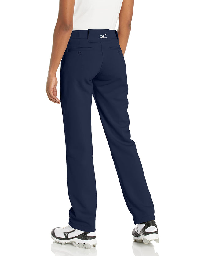 Mizuno Adult Women's Full Length Fastpitch Softball Pants With Hemmed Open Bottom, Navy, X-Small