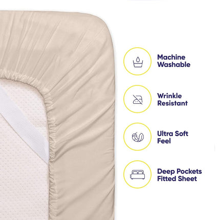 Sweet Home Collection Twin XL Size Bed Sheets - 4 Piece 1500 Thread Count Fine Brushed Microfiber Deep Pocket Twin X-Large Sheet Set Bedding - 1 EXTRA PILLOW CASES, GREAT VALUE, Twin XL, Beige