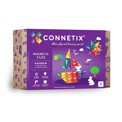CONNETIX Magnetic Tiles Rainbow Starter Pack, 60 P