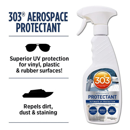 303 Marine UV Protectant Spray for Vinyl, Plastic, Rubber, Fiberglass, Leather & More – Dust and Dirt Repellant - Non-Toxic, Matte Finish, 16 Fl. oz. (30340CSR-6PK)