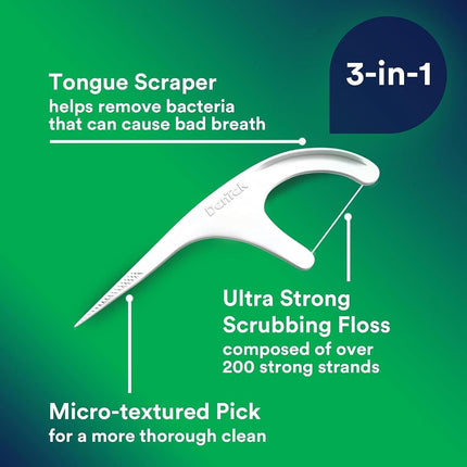 DenTek Triple Clean Advanced Clean Floss Picks, No Break & No Shred Floss, 90 Count, 6 Pack