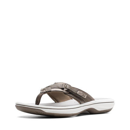 Clarks Women's Breeze Sea Flip Flop, New Pewter Sy