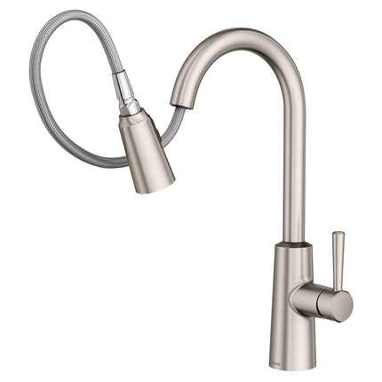 Moen 7402 Riley Pull-Down Spray High-Arc Kitchen Faucet with Reflex and Power Cl, Spot Resist Stainless