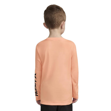 Camiseta de natación Hurley de manga larga con protección solar UPF 50+ para niños, color Sunset Glow Heather, talla 4