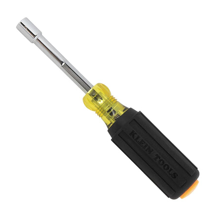 Klein Tools 65407M Metric Color-Coded Nut Driver, Hollow-Shaft, Heavy-Duty 7 mm Hex, Pass-Through Design, 6-Point Socket, and Cushion-Grip Handle