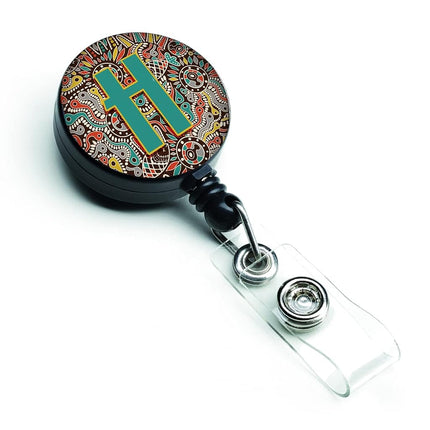 Caroline's Treasures Letter H Retro Tribal Alphabet Initial Retractable Badge Reel, Multicolor (CJ2013-HBR)