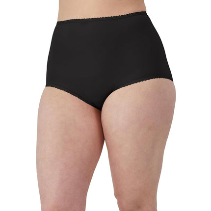 Bali Women's Skimp Skamp Underwear, Full Coverage Brief, Panty Lines, 3-Pack, Pink Chic Lace Print/Warm Steel/Black, 8 (Pack of 3)