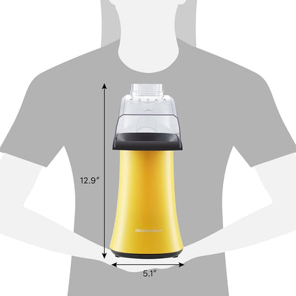 Elite Gourmet Fast Hot Air Popcorn Popper, 1300W Electric Popcorn Maker with Measuring Cup & Butter Melting Tray, Oil-Free, Great for Home Party Kids, Safety ETL Approved, 4-Quart, Yellow