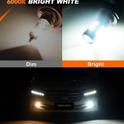 SEALIGHT H8/H9/H11 9005/HB3 H10 Fog Light Bulbs Combo, 100,000LM Ultra-Bright 6500K 9005 H11 Bulbs with Cooling Fan, True Plug N Play, Non-polarity, for 2015-2020 Ford F-150, Pack of 6