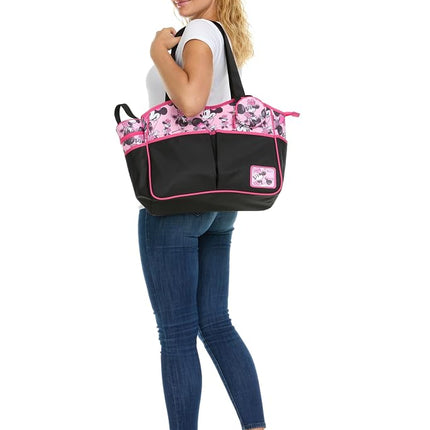 Disney Baby Multi-functional Travel Tote Diaper Bag with Changing Pad, Minnie Black Pink, Large, Disney Baby Multi-functional Travel Tote Diaper Bag With Changing Pad