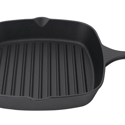 Jim Beam JB0176 Cast Iron Square Pan with Ridges, 