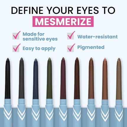 PRIME PROMETICS PrimeEyes Glide Eyeliner for Mature Women – Water-Resistant, Long-Stay and Mess-Proof – Gel Cream Texture, Discreet Sharpener and Effective Smudger (Wood (brown))