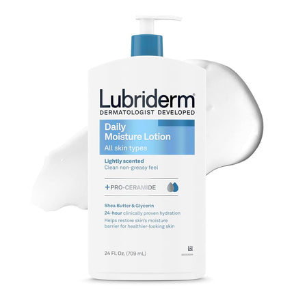Lubriderm Daily Moisture Hydrating Body and Hand Lotion with Vitamin B5, Non-Greasy, 24 fl. oz