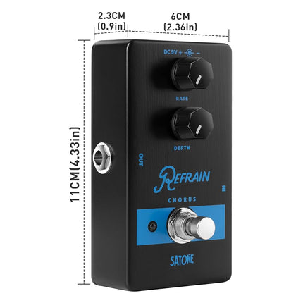 Satone S802 Refrain Chorus Electric Guitar Effect Pedal - Warm and Vintage Preset Chorus Acoustic Metal Pedal with True Bypass