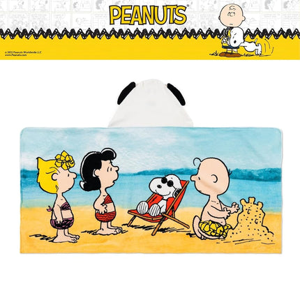 Franco Peanuts Snoopy Kids Super Soft Hooded Bath / Pool / Beach Towel - Soft Cotton Terry Towelling - 24 x 50 Inches - Officially Licensed
