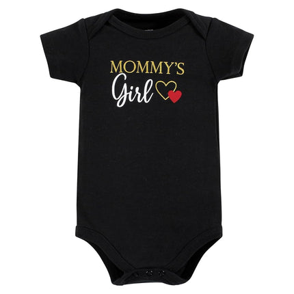 Hudson Baby unisex-baby Cotton Bodysuits, Girl Mommy Red Black 3pk, Preemie