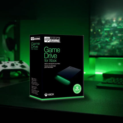 Seagate Game Drive for Xbox, 2TB, External Hard Drive Portable, USB 3.2 Gen 1, Black with built-in green LED bar, Xbox Certified, 3 year Rescue Services (STKX2000400)