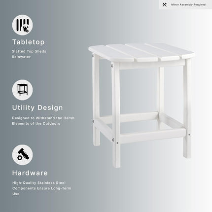 Ashley Furniture Signature Design - Table d'appoint d'extérieur Sundown Treasure - Plastique rigide - Plateau à lattes - Blanc