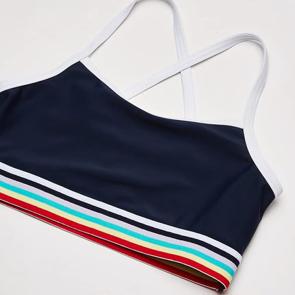Kanu Surf Girls UPF 50+ Beach Sport Athletic Bikini Swimsuit, Tanya Navy, 14