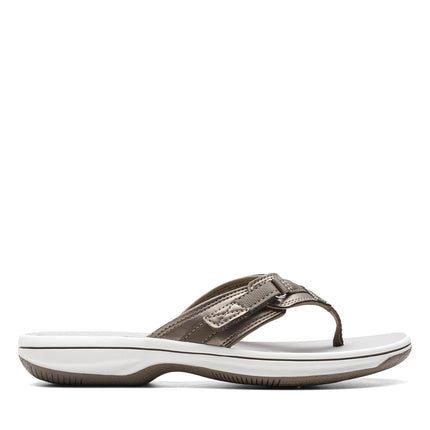 Clarks Women's Breeze Sea Flip Flop, New Pewter Synthetic, 9.5 UK M