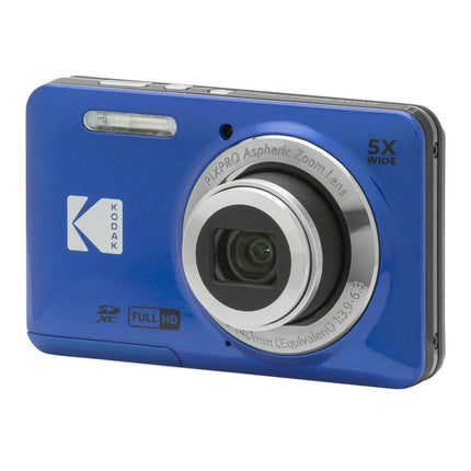 Cámara digital Kodak PIXPRO Friendly Zoom FZ55 (azul) con estuche para cámara, tarjeta de memoria SDHC UHS-I U1 Clase 10 de 32 GB y lector de tarjetas USB 2.0 (4 artículos)