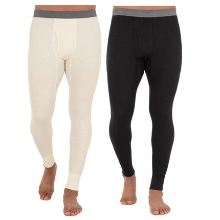 Pantalón largo térmico de gofre prémium reciclado para hombre Fruit of the Loom (paquetes de 1, 2, 3 y 4 unidades), pijama, negro/natural, 5XL (paquete de 2)