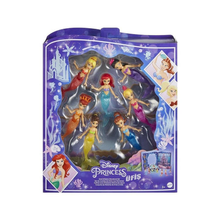 Disney Princess Toys, Ariel Story Pack with 7 Mermaid Dolls, Small Dolls, Figures and Accessories Inspired by Disney’s The Little Mermaid, HLW96