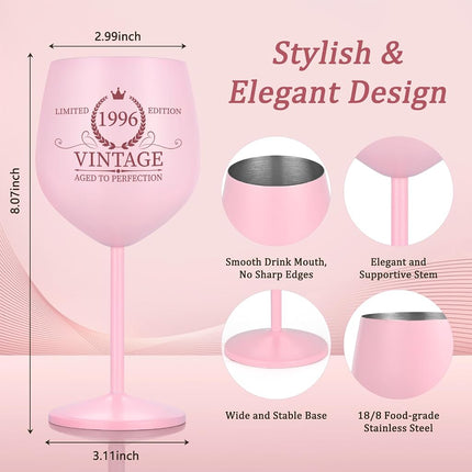 Lifecapido 30th Birthday Gift for Her, Vintage 1996 Birthday Wine Glass