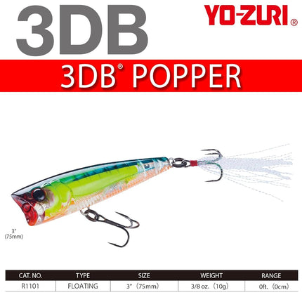 Yo-Zuri 3DB Popper Floating Lure, Prism Gold Black, 3-Inch