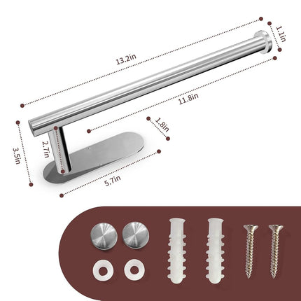 DEKAVA Paper Towel Holder Under Cabinet for Kitchen, Adhesive Paper Towel Holder Wall Mount, SUS304 Stainless Steel 13 inch(2,Silver
