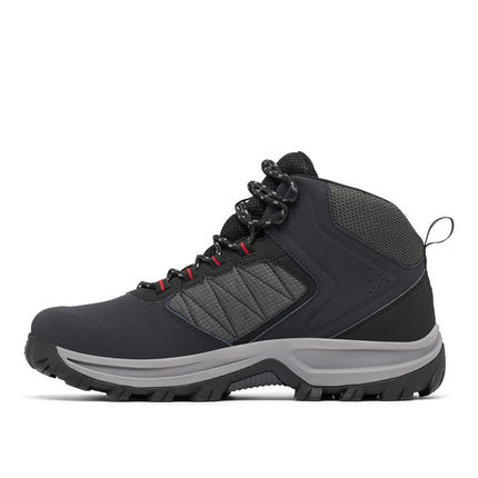 Columbia Men's Transverse Hike Waterproof, Waterproof Mid Rise Trekking and Hiking Boots, Black/Mountain Red, 7