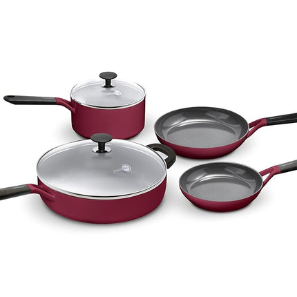 GreenPan SmartShape Healthy Ceramic Nonstick, 6 Piece Cookware Pots and Pans Set, PFAS-Free, Dishwasher Safe, Red