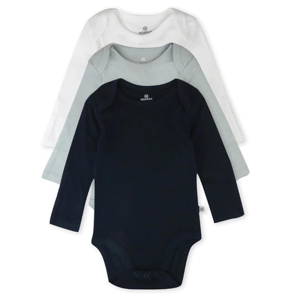 HonestBaby Multipack Long Sleeve Bodysuits One-Piece 100% Organic Cotton for Infant Baby Boys, Girls, Unisex, 3-Pack Dark Navy, 3-pack Dark Navy, 0-3 Months
