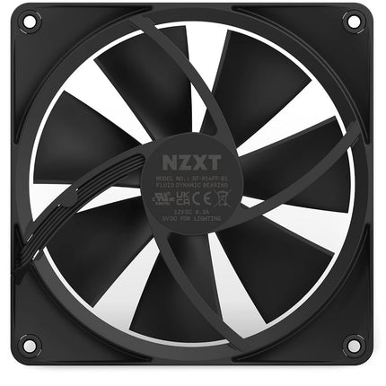 Ventiladores NZXT F140 RGB - RF-R14DF-B1 - Personalización avanzada de iluminación RGB - Refrigeración ultrasilenciosa - Doble (Ventilador y controlador RGB INCLUIDOS) - Ventilador de 140 mm - Negro