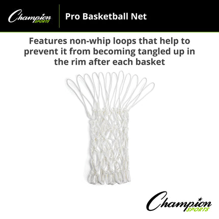 Champion Sports 5mm - 90gm - Basketball Net - Non-Whip Loops - Whiite