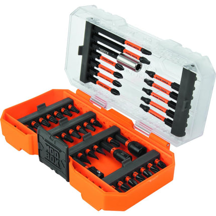 Klein Tools 33801 Impact Driver Bit Set with Proflex, S2 Steel Phillips, Slotted, Square, TORX Bits with Case, MODbox Compatible, 40-Piece
