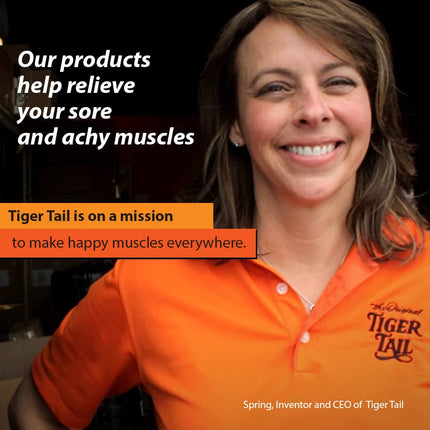 Tiger Tail 18in Massage Stick Portable Roller, Handheld, Deep Tissue Foam Roller, Body Massage and Myofascial Release Tool for Legs, Neck, Calves, Thighs, Shins & Back, The Original 18