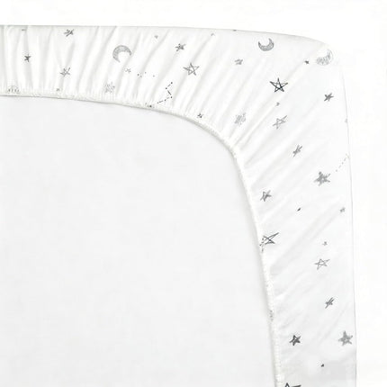 American Baby Company Printed 100% Natural Cotton Value Jersey Knit Fitted Pack N Play Playard Sheet, Grey Stars and Moon, Soft Breathable, for Boys and Girls