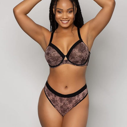 Sheer Mesh Full Coverage Unlined Underwire Bra, Chantilly, 44DD