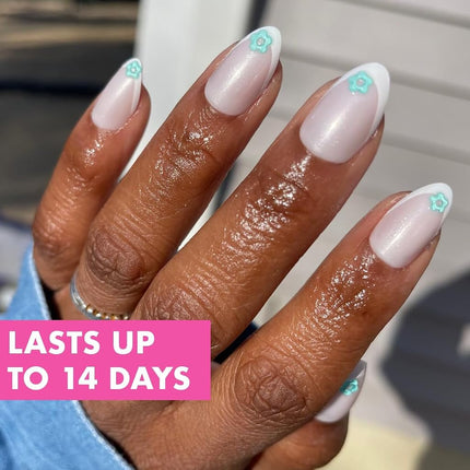 Olive & June Maximalist Instant Mani Press-On Nails (Glue) | 42 Fake Nails, 21 Sizes | Non-Toxic, Long-Lasting Big, Bold Gorgeous Realistic Look | Medium, Almond | Puffy Flower Chrome French