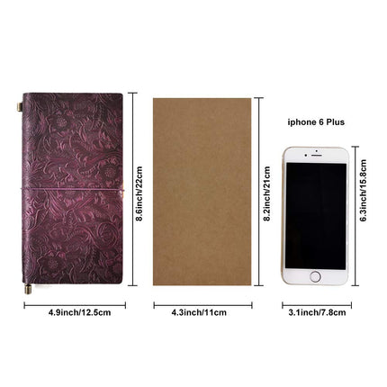 Refillable Leather Journal, Handmade Notebook with Bookmark for Men & Women, Vintage Notebook perfect for writing, gifts, travelers (Purple, Standard)