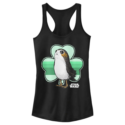 Fifth Sun Women's Star Wars: The Last Jedi PORG Clover Junior's Racerback Tank Top, Black, Large
