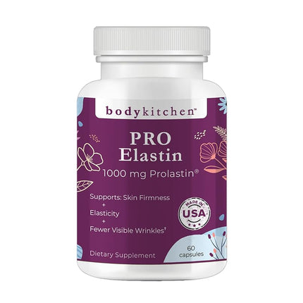 Body Kitchen Pro-Elastin, 1000 mg Elastin Supplement, Help Reduce Signs of Aging, Improved Skin Health, Firmness & Elasticity, Fewer Wrinkles, Veggie Caps, (Pack of 1)