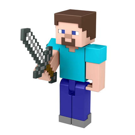 Minecraft Steve Action Figure, 3.25-in, with 1 Build-a-Portal Piece & 1 Accessory, Building Toy Inspired by Video Game, Collectible Gift for Fans & Kids Ages 6+, HFC27