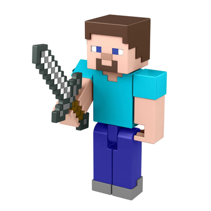 Minecraft Steve Action Figure, 3.25-in, with 1 Bui