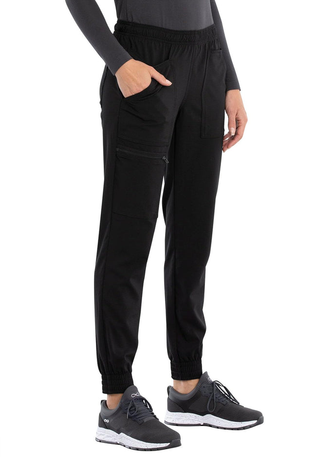 CHEROKEE Women's Mid Rise Tapered Leg Jogger Scrubs Pant, Black, XXL Plus Tall