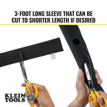 Klein Tools 450-330 Cable Management Sleeve, Cord Management for Home, Office or Job, 1-3/4-Inch Max Diameter, 3-Foot Length, Black, 2-Pack