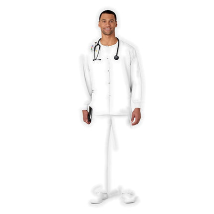 WonderWink 800AWHITSM Wonder Work Unisex Snap Front Jacket, White, Standard-S Size