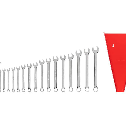 TEKTON Combination Wrench Set, 19-Piece (6-24 mm) - Rack | WCB91202
